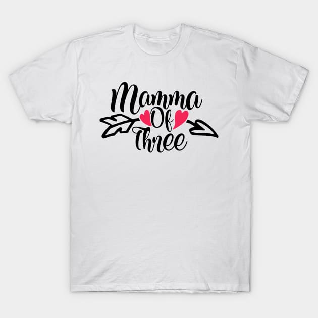 Momma Of Three T-Shirt by Coral Graphics